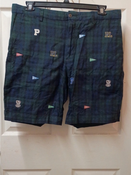 Ralph Lauren Other - Ralph Lauren Dark Green Plaid Embroidered Flag Patch Men’s Shorts